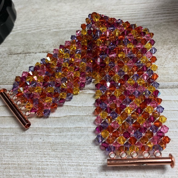 Handmade Swarovski “Heat” Hand Woven Bracelet Copper Clasp - Picture 3 of 8